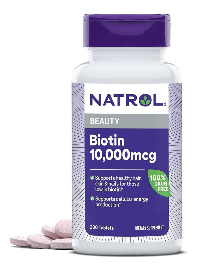 Natrol Biotin Beauty, 10000mcg - 200 Tablets Packaging May Vary - Image 1